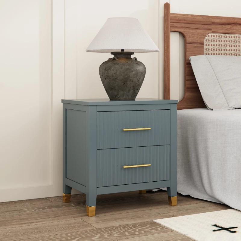 Image of Cabinet Bits Biasi 2 Drawer Bedside Table in Grey Grey Unisex
