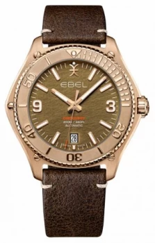 Image of EBEL Mens Discovery Bronze Limited Edition Brown Calf Watch