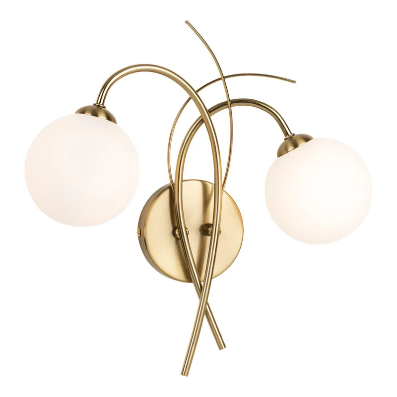 Image of Firstlight Elba 2-Light Wall Wall Light Opal in Brushed Brass