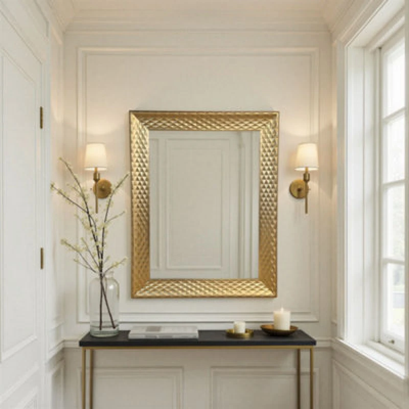 Image of Yearn Mirrors Yearn Diamont Framed Gold Bevelled Mirror, Gold YG703GLD24X18