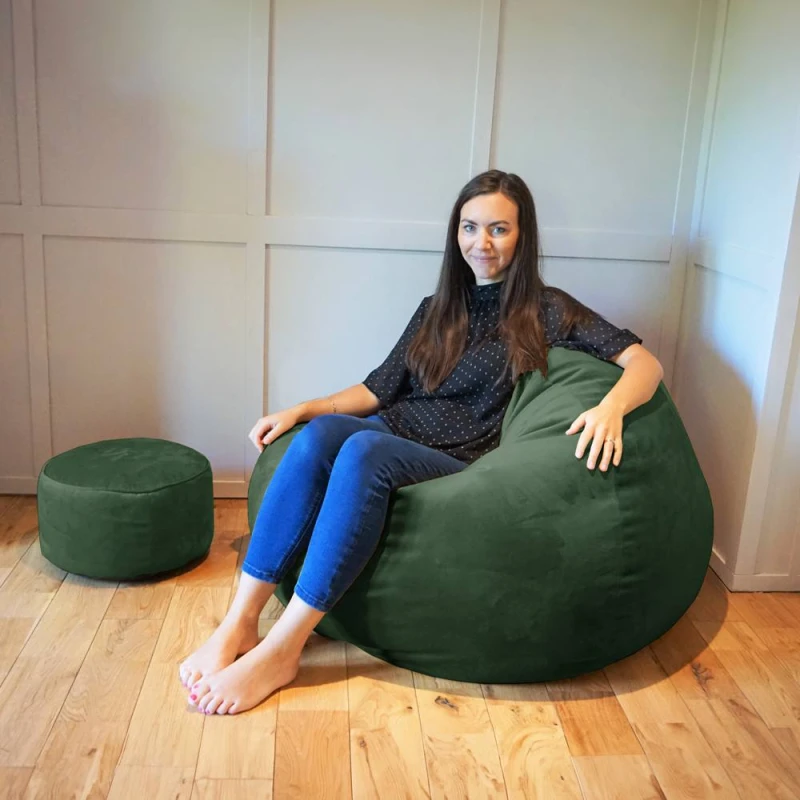 Image of Rucomfy Velvet Slouchbag Beanbag - Emerald Green