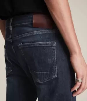 Image of AllSaints Mens Rex Slim Jeans, Indigo, Blue, Size: 36