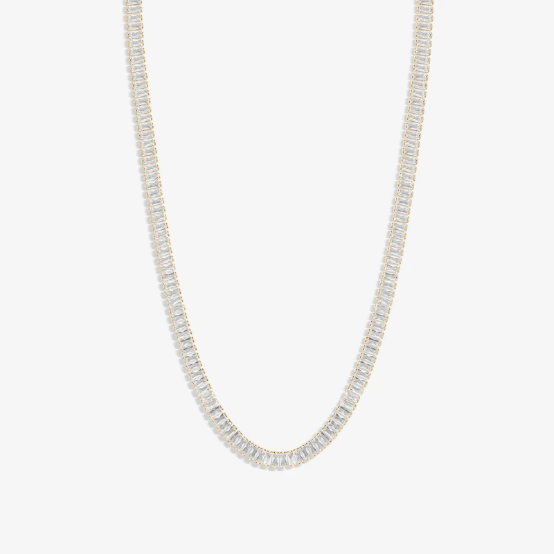 Image of Inicio Gold Plated Crystal Baguette Stone Tennis Necklace Jewellery Sets One Size Gold 40761910000