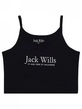 Image of Jack Wills Girls Vest Top - Black, Size Age: 8-9 Years, Women