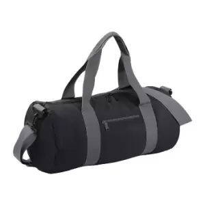 Image of Bagbase Plain Varsity Barrel / Duffle Bag (20 Litres) (One Size) (Black/Grey)