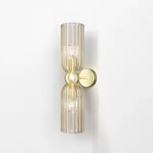 Image of Maytoni Antic Modern 2 Light Up & Down Wall Lamp Gold, Cognac Shade, E14