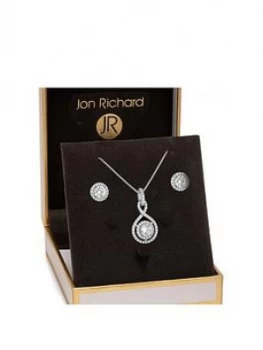 Image of Jon Richard Silver Plated Clear Crystal Infinity Set - Gift Boxed