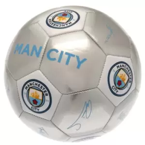 Image of Manchester City FC Signature Football (One Size) (Blue/Silver)