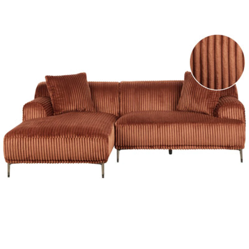 Image of Beliani Corner Sofa Stenum Corduroy Brown Right Hand
