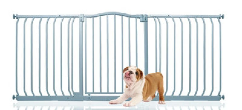 Image of Bettacare Curved Top Dog Gate, 170Cm - 179Cm, Matt Grey, Pressure Fit Pet Gate For Dog And Puppy, Pet And Dog Barrier