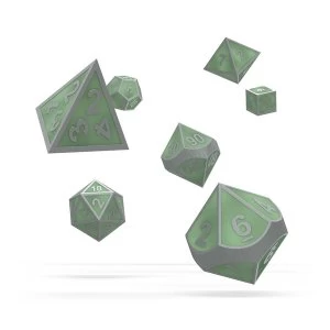 Image of Oakie Doakie Dice RPG Set Metal Glow In The Dark (Druid's Blaze)