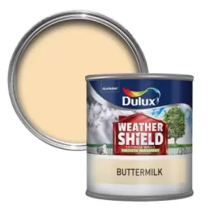 Image of Dulux Weathershield All Weather Protection Buttermilk Smooth Masonry Paint 250ml