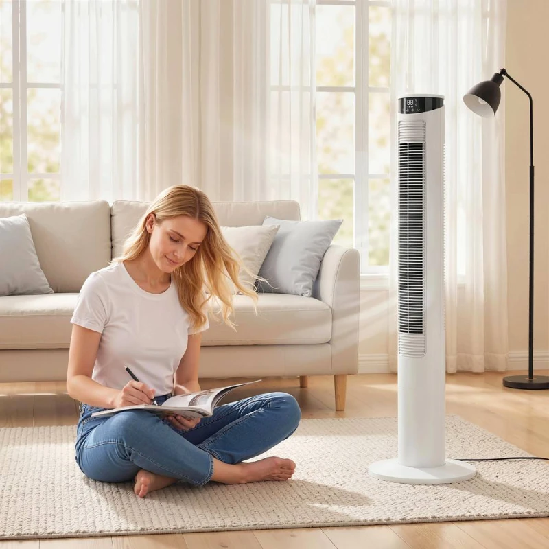 Image of HOMCOM Tower Fan with WiFi Control 116cm in White White Unisex