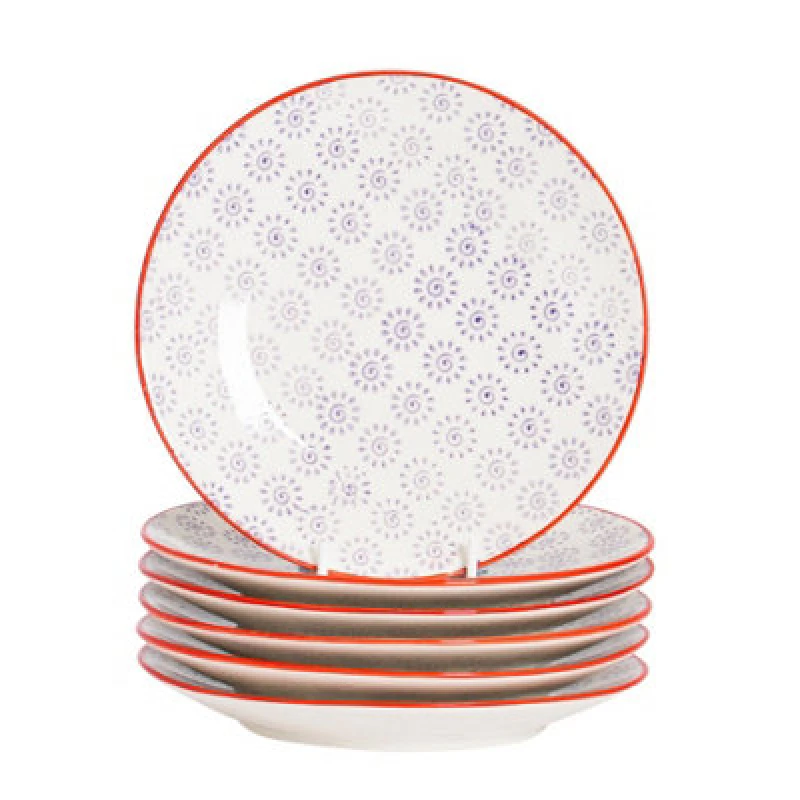 Image of Nicola Spring Hand-Printed Side Plates - 18Cm - Purple - Pack Of 6