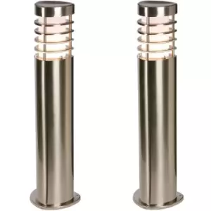 Image of 2 PACK Modern Outdoor Stainless Steel Post Light - 10.5W E27 LED - 500mm Height