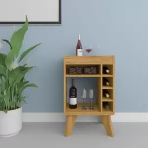 Image of Naples Mini Bar Side Table Wine Bottle Glass Rack Unit - Oak Effect