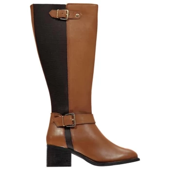 Image of Linea Chunky Heel Knee High Boots - Tan