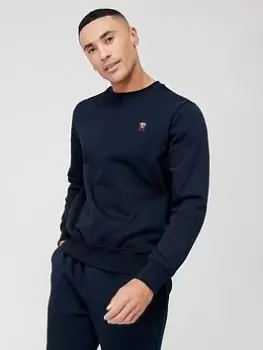Image of Tommy Hilfiger Embroidered Small Logo Sweatshirt - Navy Size M Men