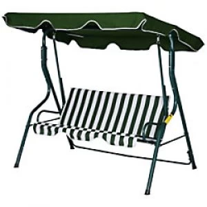 Image of Outsunny Swing Chair Green, White Steel Pipe, Polyester Fabric 84A-118