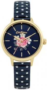 Image of Cath Kidston Ladies Navy Polka Dot Expander Bracelet Watch