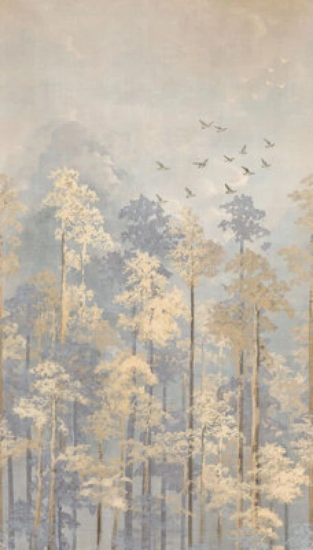 Image of As Creation Bricoflor Non-Woven Wallpaper, Vintage Wallpaper, Bird, Forest & Tree In Beige, Blue - 8,80 X 0,53 M