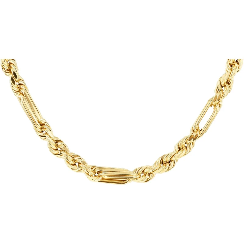 Image of Be You 9ct Gold Hollow Dimaond Cut Figarope Chain Yellow Gold female 18in
