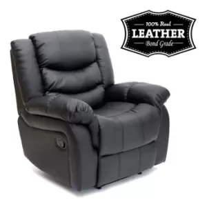 Image of More4homes - seattle Black leather recliner armchair sofa home lounge chair reclining