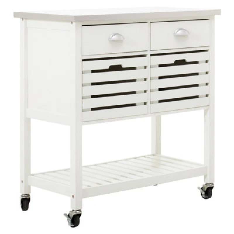 Image of Premier Housewares Interiors By Premier Sturdy Cream Kitchen Trolley, Contemporary Kitchen Trolley For Entertaining Guests, Versatile Storge Trolley