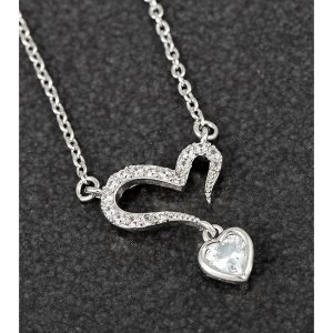 Image of Open Heart Dangly Crystal Platinum Plated Necklace