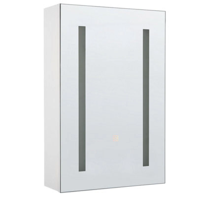 Image of Beliani Bathroom Wall Mounted Mirror Cabinet LED Cameron 40 Cm 60 Cm White