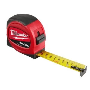 Image of Milwaukee Hand Tools Slimline Tape Measure 8m/26ft (Width 25mm)