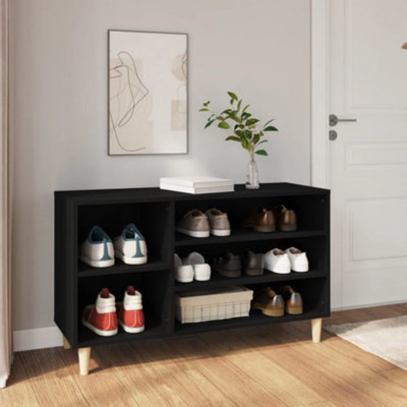 Image of Vidaxl Shoe Cabinet Black 102X36X60 Cm Engineered Wood