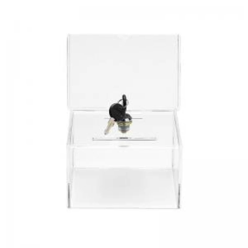 Image of Deflecto Suggestion Box With Lock and 2 Keys 165 x 205 x 135mm Crystal EXR56979DF