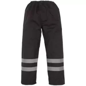 Image of Yoko Mens Hi-Vis Waterproof Contractor Over Trousers (Pack of 2) (M) (Black) - Black