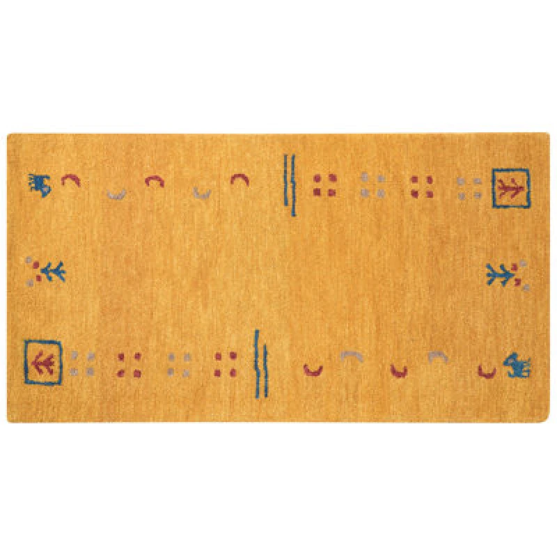 Image of Beliani Rug Akalan Yellow 80 X 150 Cm Wool Gabbeh