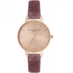 Image of Ladies Olivia Burton Sunray Demi Dial Watch with Rose Velvet Watch