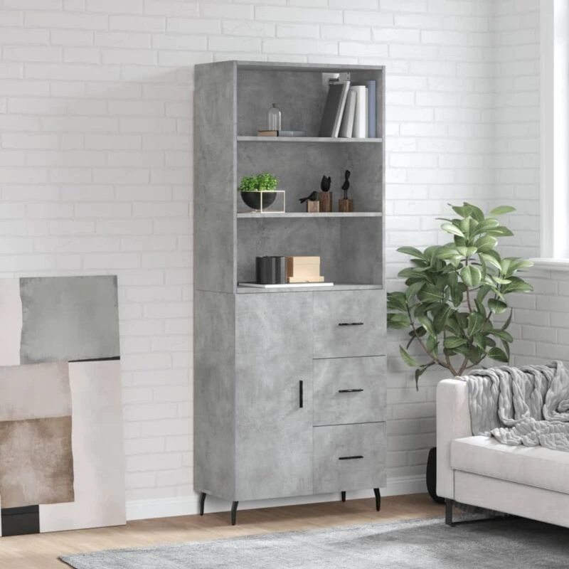 Image of VIDAXL Highboard Concrete Grey 69.5x34x180cm Engineered Wood Vidaxl 8720845928322