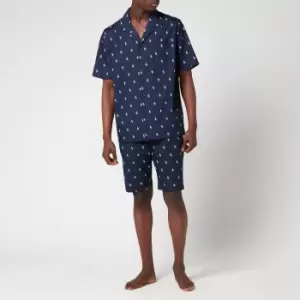 Image of Polo Ralph Lauren Mens All Over Print Pajama Set - Navy/Nevis - S