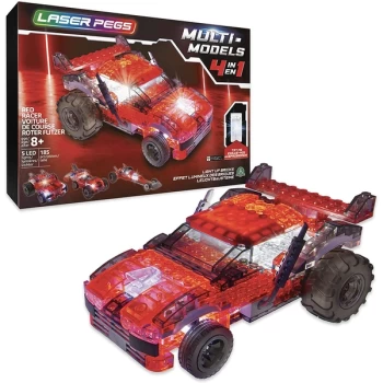 Image of Laser Pegs Multi Models - 4-in-1 Red Racer Construction Set