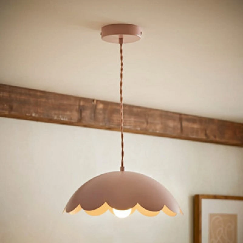 Image of Valuelights Millie Rose Pink Scallop Pendant Ceiling Light
