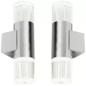 Image of 2 PACK IP44 Accent LED Light Steel Double Glass Up Down Wall Lamp Porch Garden
