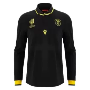 Image of Macron Wales Rugby Away Long Sleeve Shirt 2023 2024 Adults - Black