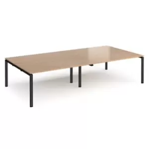 Image of Adapt rectangular boardroom table 3200mm x 1600mm - Black frame and beech top