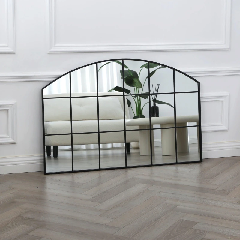 Image of Home Garden Direct Aion - Industrial Arch Wall Mirror with Black Frame - 120x80cm Size: 120x80cm Black Unisex 120x80 cm