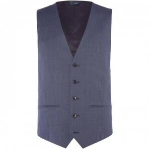 Image of Howick Tailored Dayton Pindot Slim Fit Suit Waistcoat - Airforce Blue