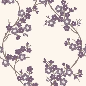 Image of Graham and Brown Super Fresco Cherry Blossom Wallpaper - Plum