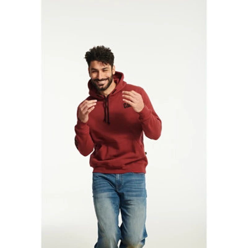 Image of Caterpillar Trademark Banner Hooded Sweatshirt Red