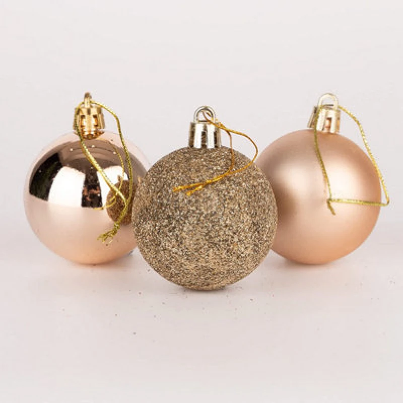Image of Shatchi 50mm/9Pcs Christmas Baubles Shatterproof Champagne Gold,Tree Decorations Cream