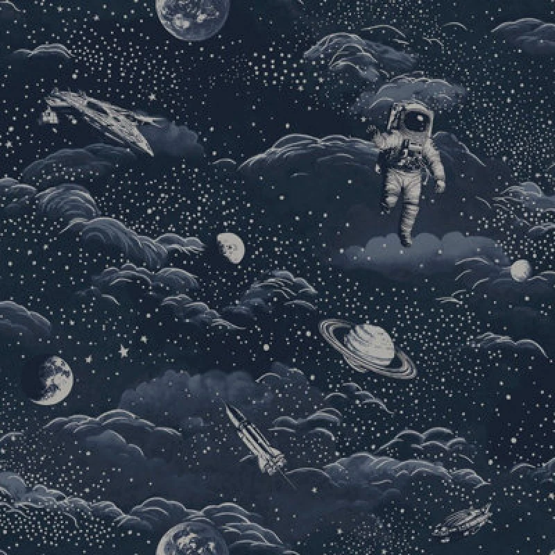 Image of Holden Decor Lost In Space Midnight Blue / Silver Children's Wallpaper, Blue 14051