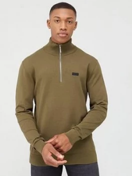 Image of Hugo Boss San Giuseppe Quarter Zip Knitted Jumper Beige Size L Men